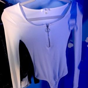 Missguided White Zip Up Flatter Bodysuit